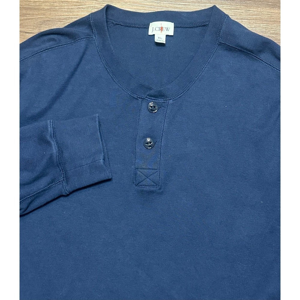 J Crew Oarsman Heritage Brushed Rib Knit Henley Base Layer Shirt Navy Sz XL
